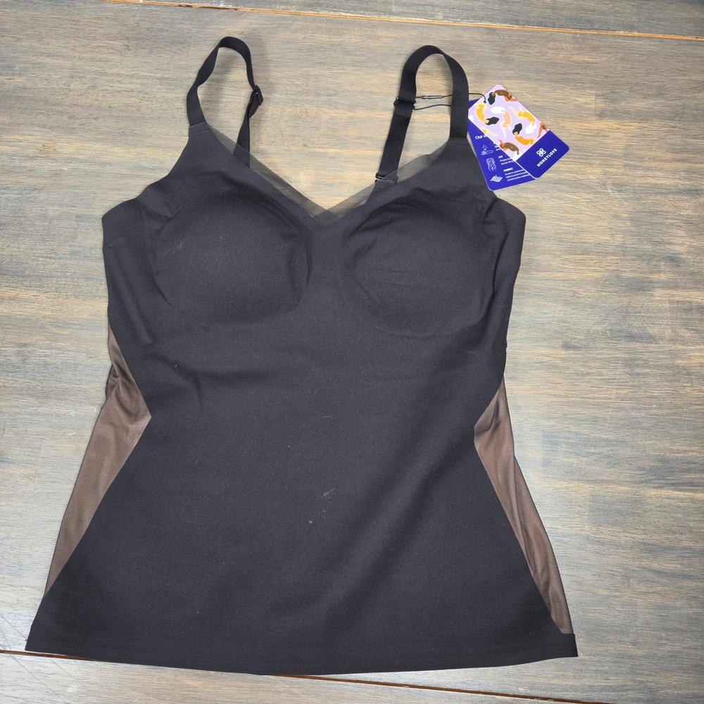 Honeylove Women's XL LiftWear Tank Built-In Bra Shapewear NWT Runway Black Nude
